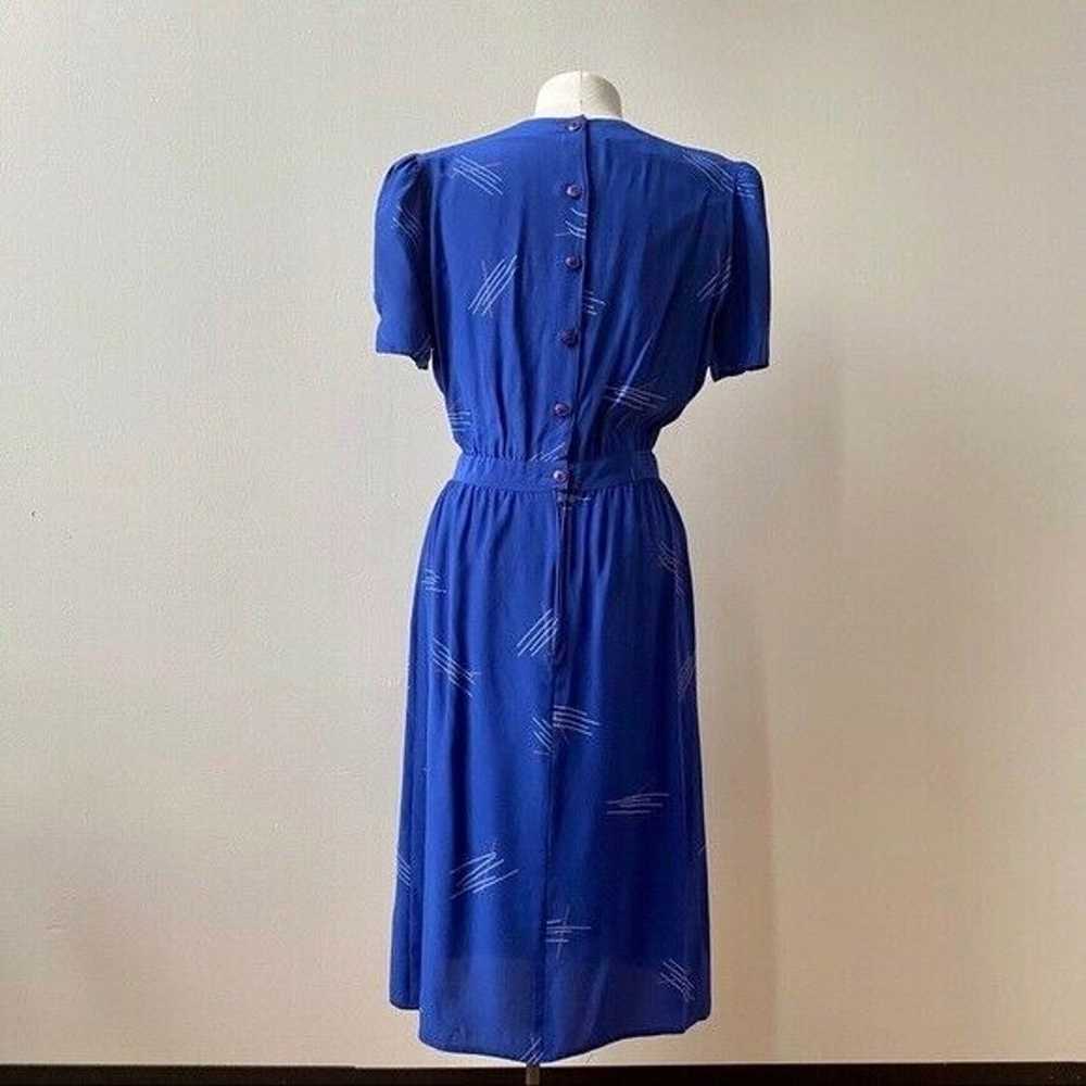 Vintage Blue 80s Geometric Dress - image 4