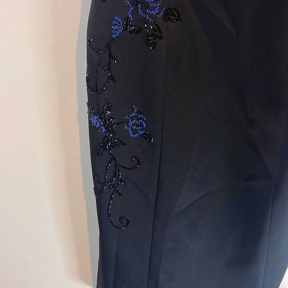 VTG Y2K Geometrie Black and Blue Beaded Floral Mi… - image 4