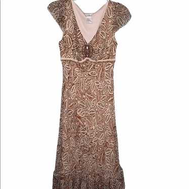 Vintage Sangria Silk Beaded Dress Size 8