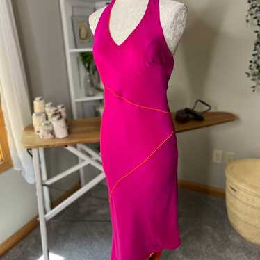 Vintage 90s Hot Pink Halter Dress - image 1