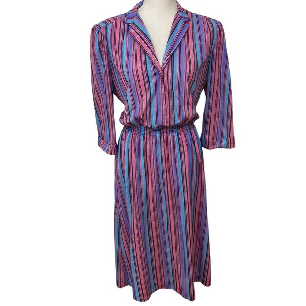 1970s It’s A Lehigh Pink and Purple Vertical Stri… - image 1