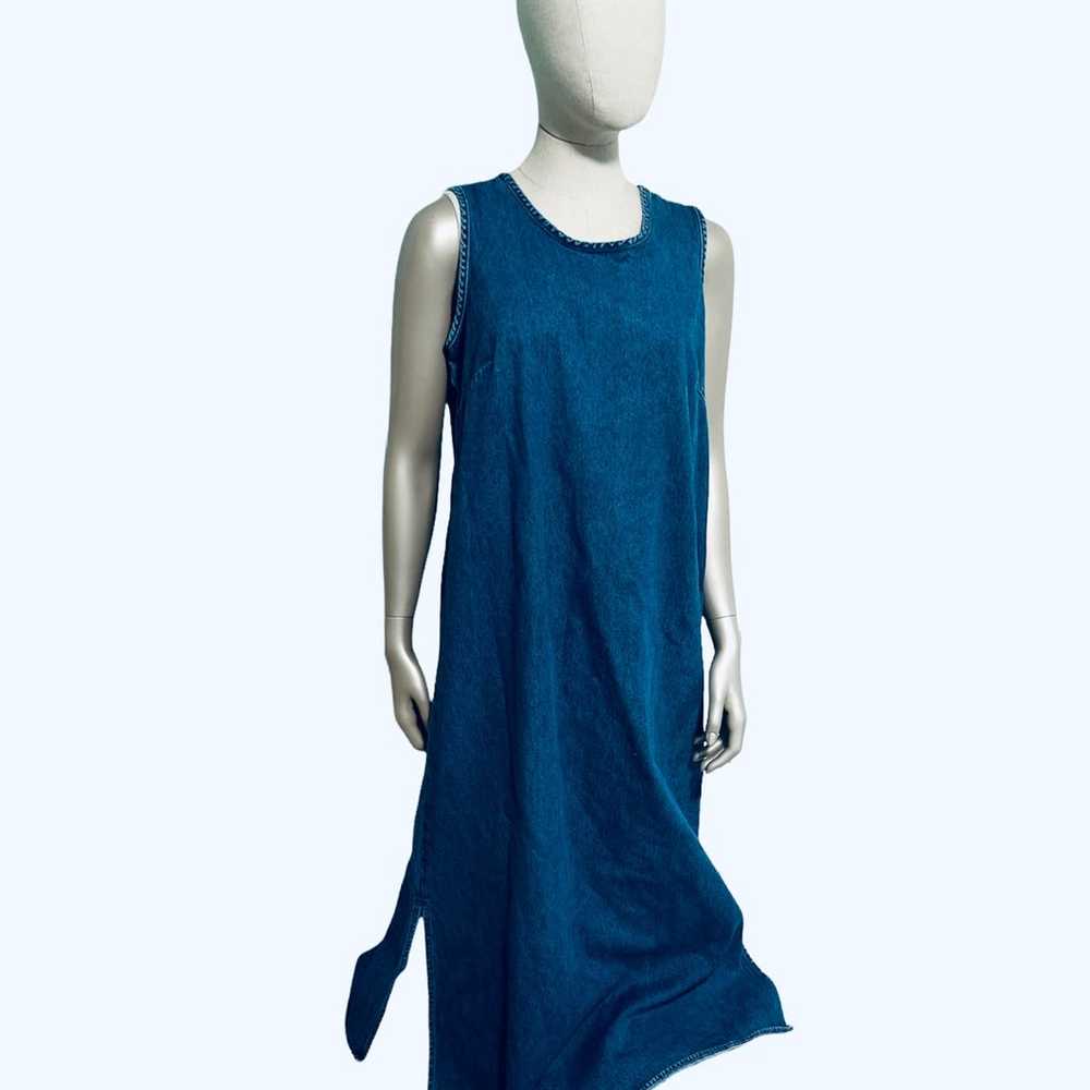 Vintage Field FG Gear Denim Sleeveless Maxi Dress… - image 2