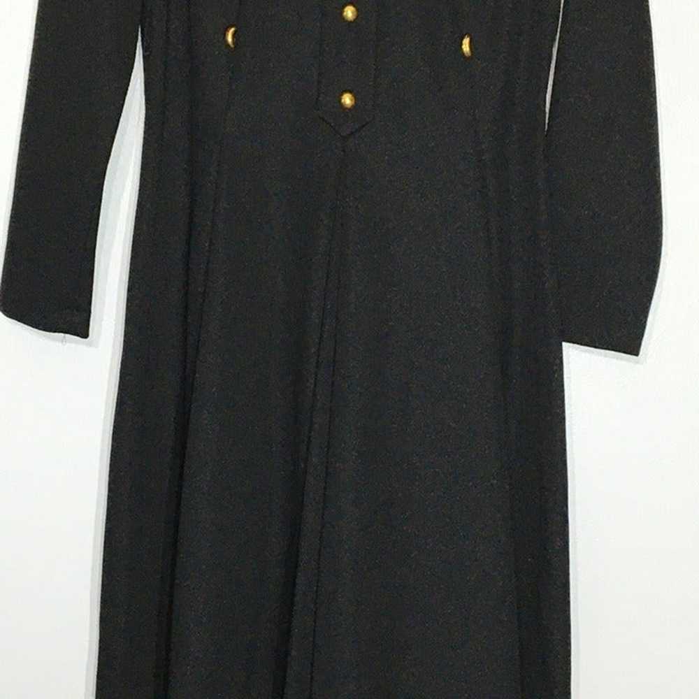 Vintage 60s LBD True Black Dress Gold Brass Butto… - image 12