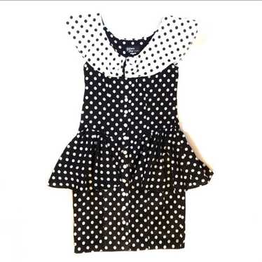 Vintage dawn joy polka dot peplum dress