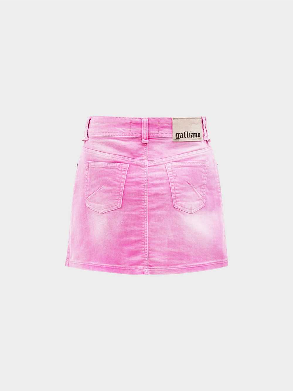 John Galliano 2000s Washed Pink Denim Mini Skirt - image 1