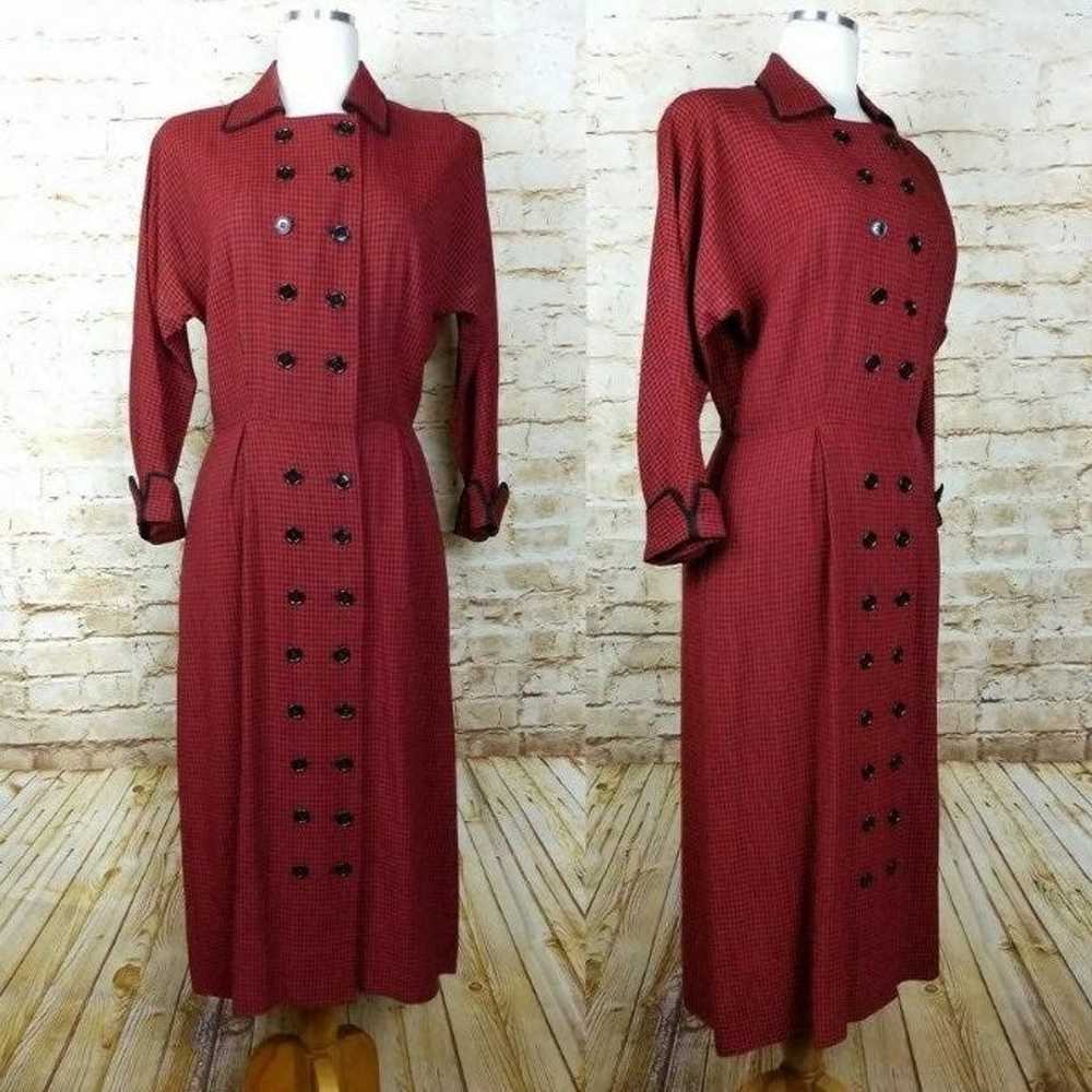 Henry Rosenfeld Vintage 50s Dress Red 29 Waist Co… - image 1