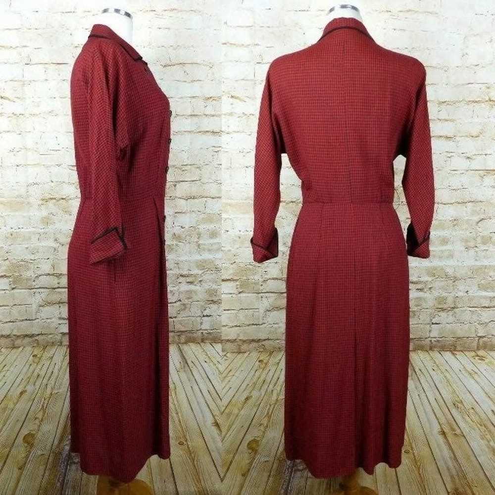Henry Rosenfeld Vintage 50s Dress Red 29 Waist Co… - image 5