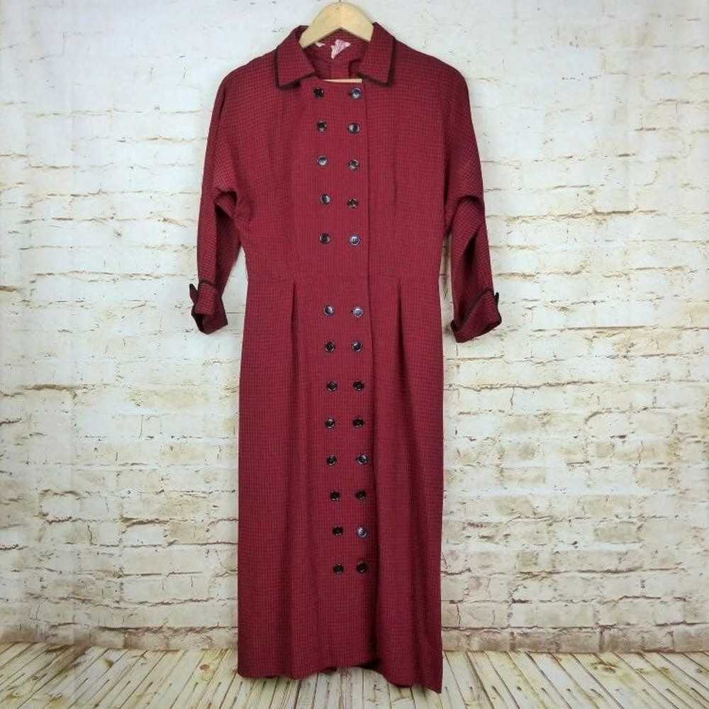 Henry Rosenfeld Vintage 50s Dress Red 29 Waist Co… - image 6