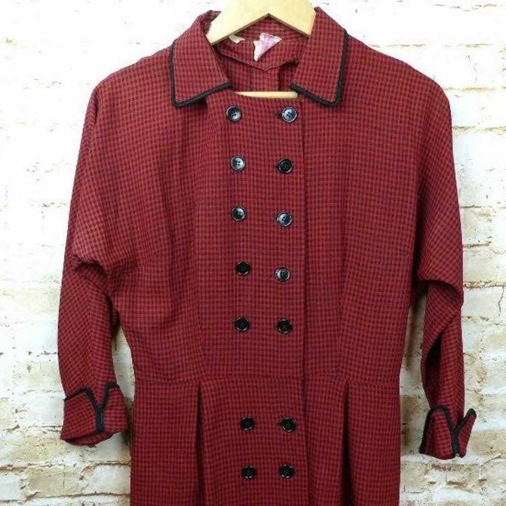 Henry Rosenfeld Vintage 50s Dress Red 29 Waist Co… - image 7