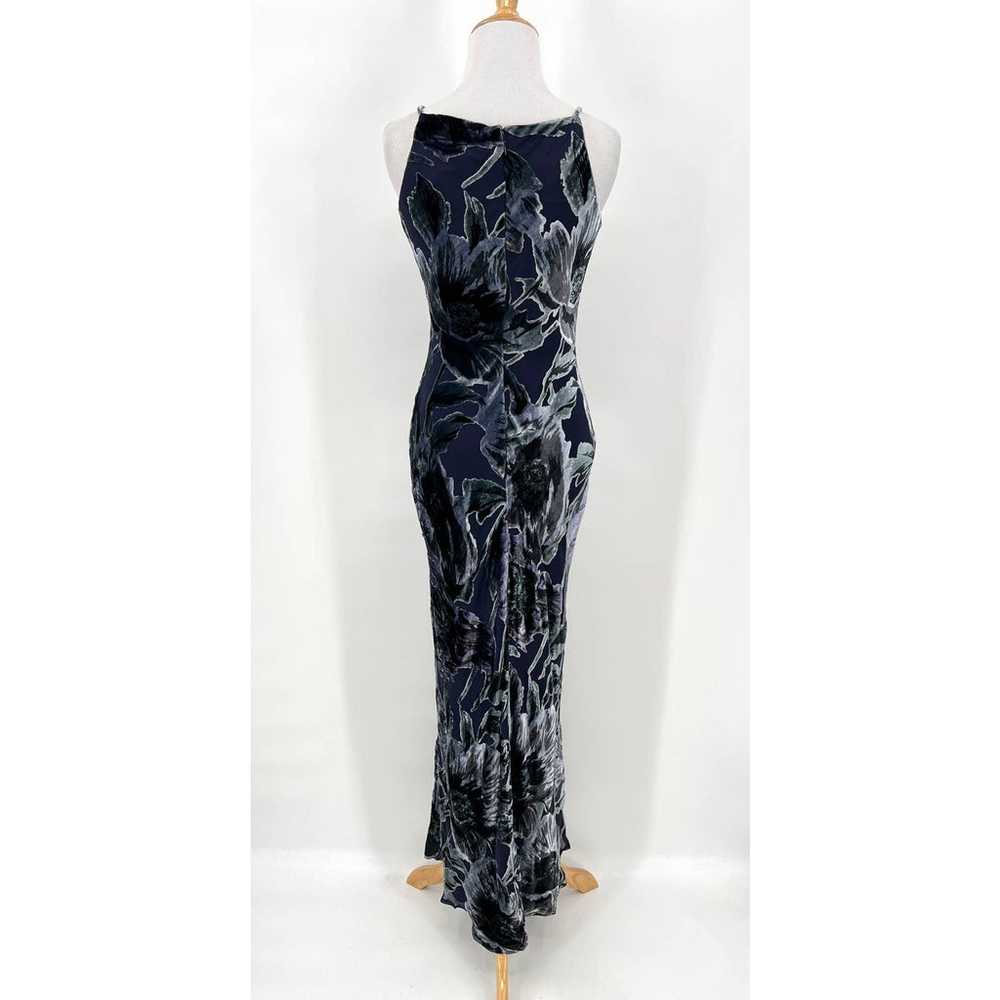 VINTAGE RIMINI Maxi Dress Womens 4 Blue Silk Velv… - image 2