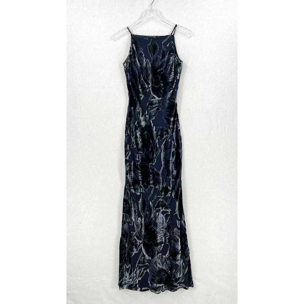 VINTAGE RIMINI Maxi Dress Womens 4 Blue Silk Velv… - image 4