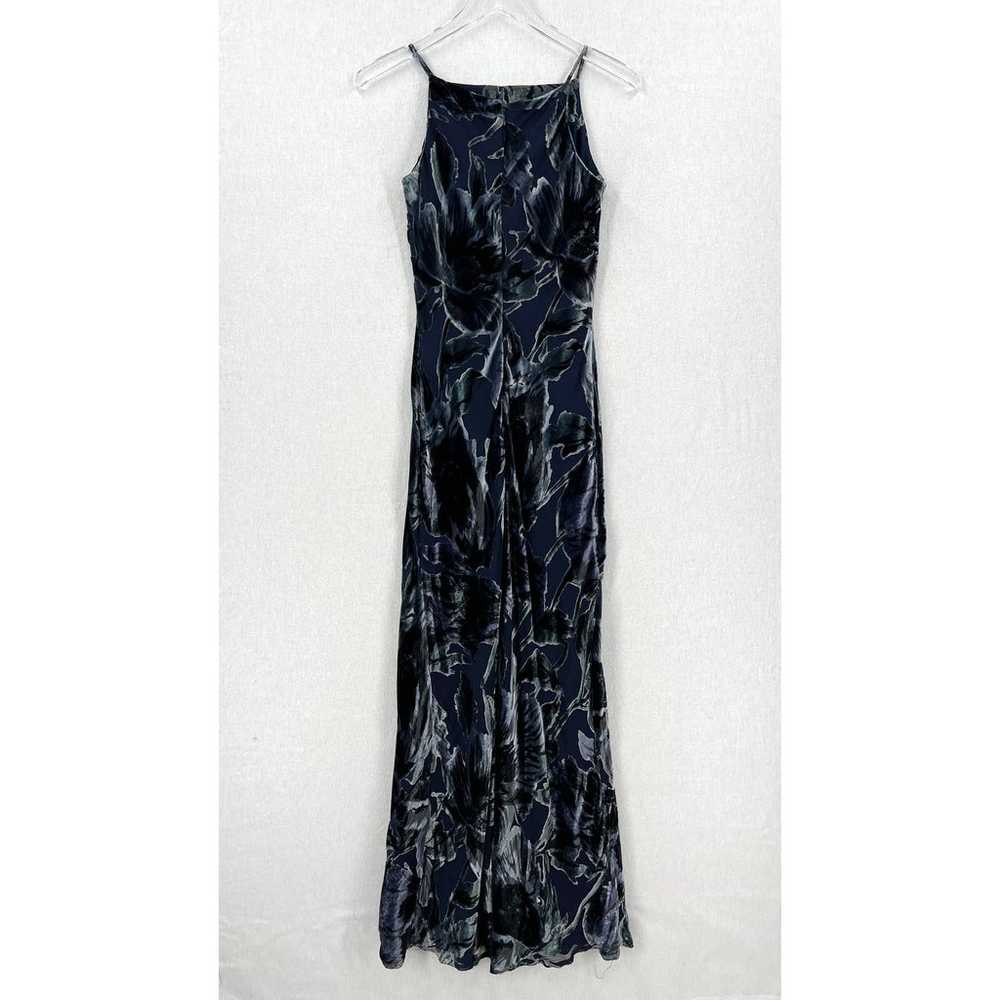 VINTAGE RIMINI Maxi Dress Womens 4 Blue Silk Velv… - image 5