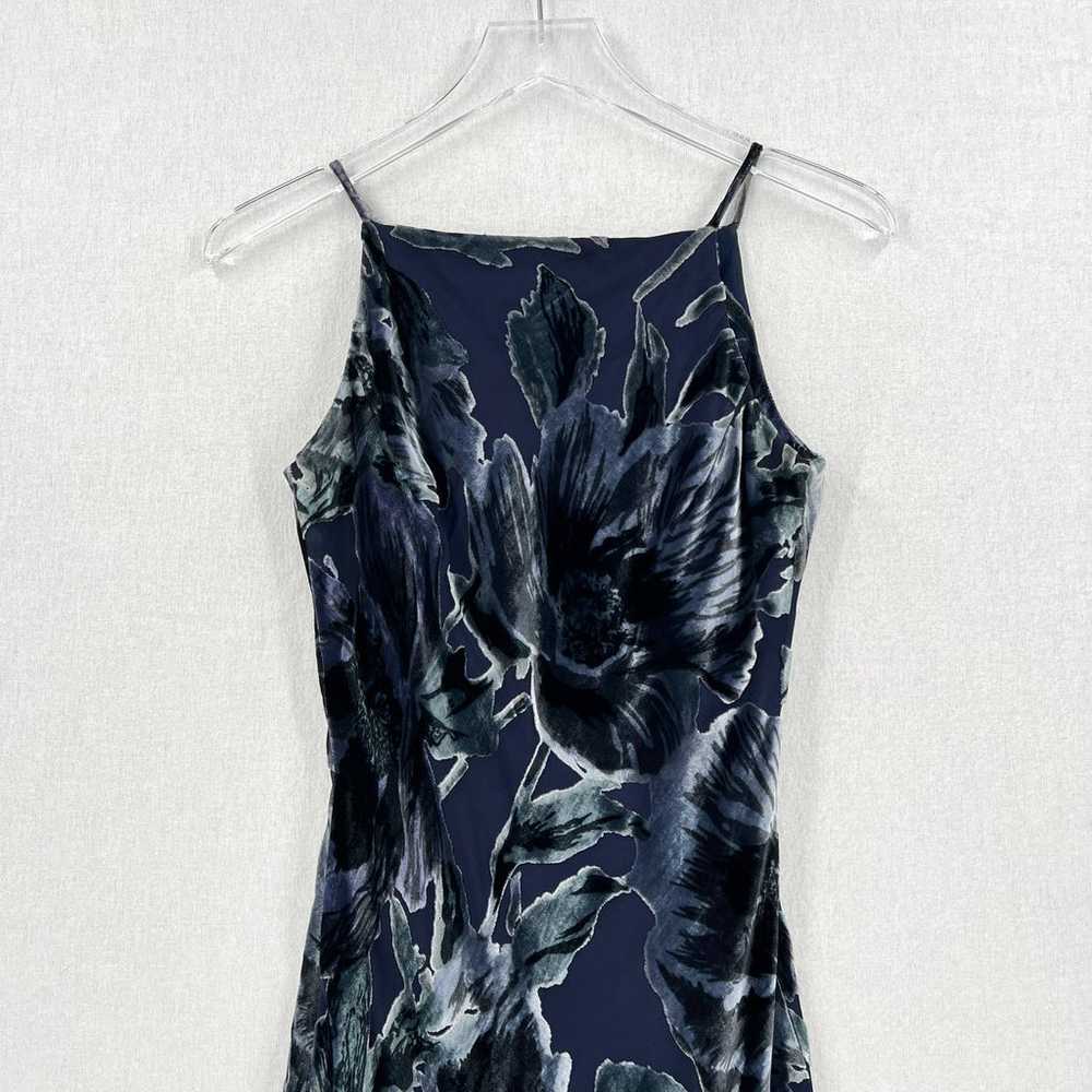VINTAGE RIMINI Maxi Dress Womens 4 Blue Silk Velv… - image 6