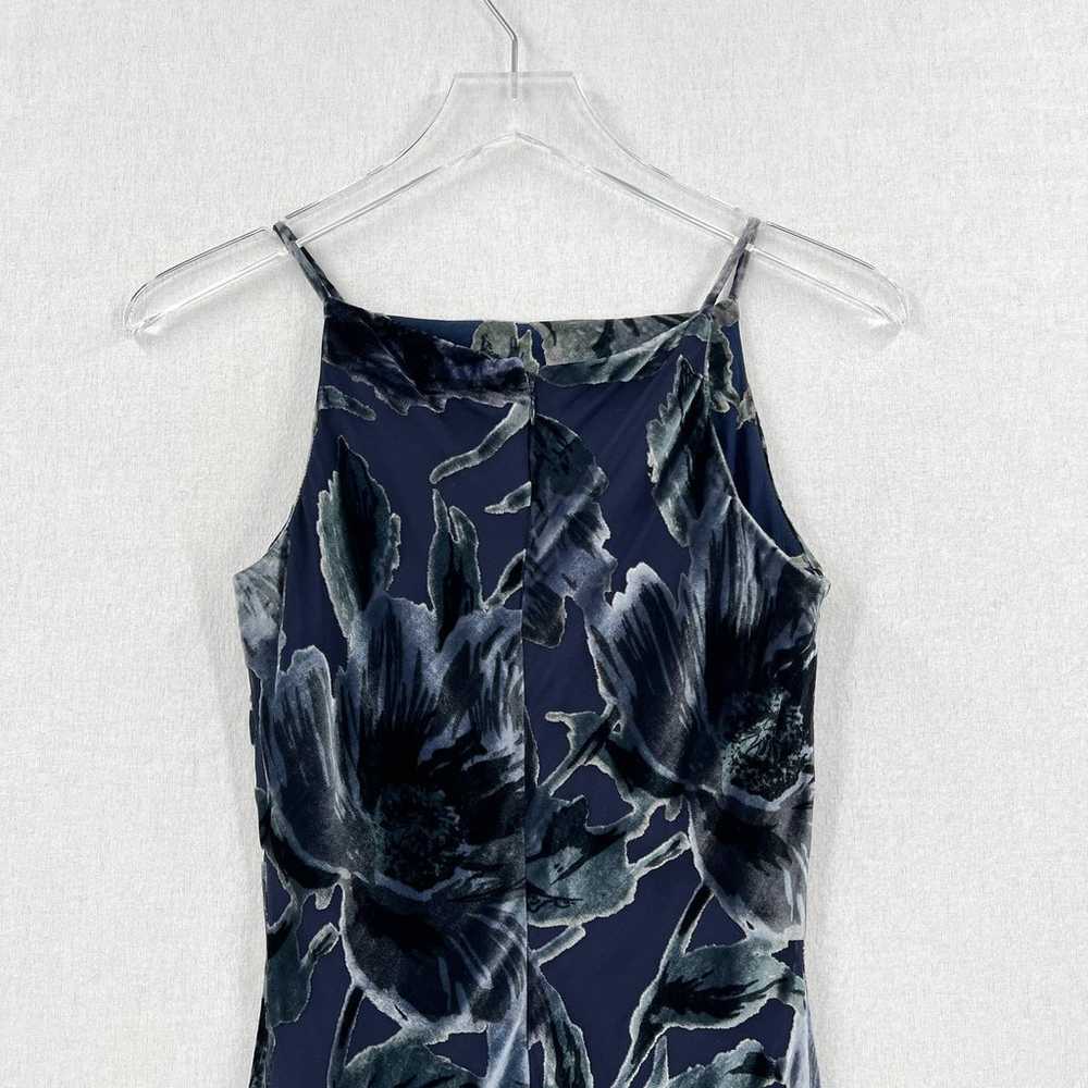 VINTAGE RIMINI Maxi Dress Womens 4 Blue Silk Velv… - image 7