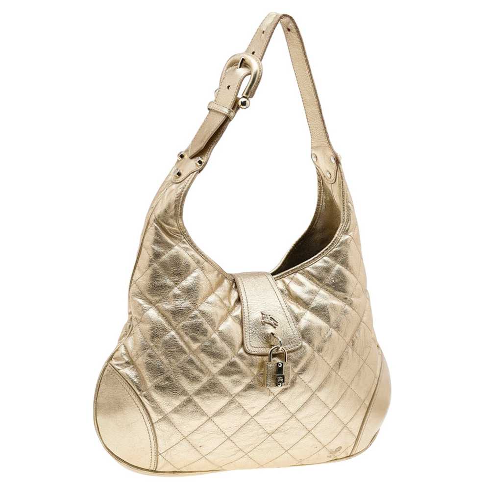 Burberry Burberry Metallic Gold Quilted Leather B… - image 3