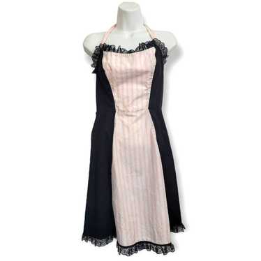 Lucky 13 Pinup-Inspired Pink Black Halter Midi Dr… - image 1