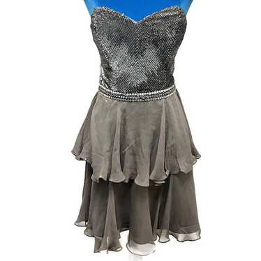 VTG SCALA Sequined Rhinestone 100% Silk Dress Str… - image 1