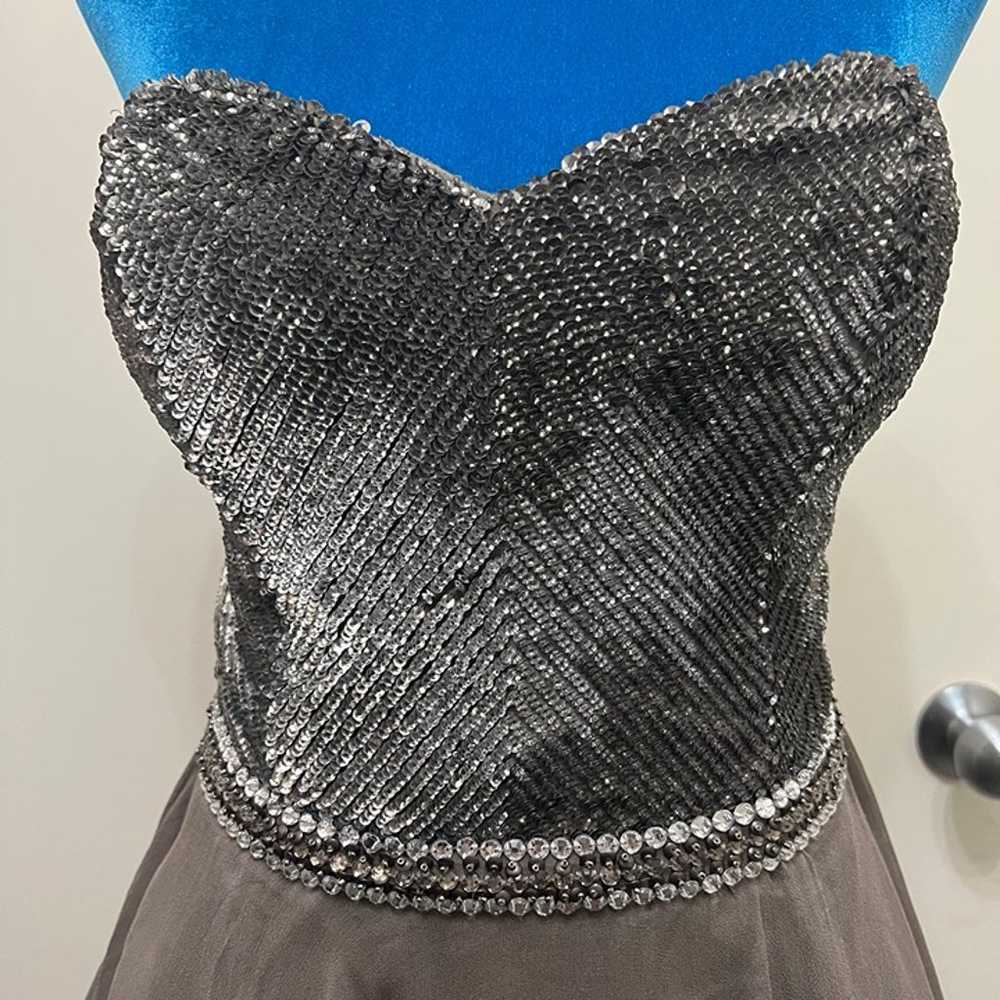 VTG SCALA Sequined Rhinestone 100% Silk Dress Str… - image 2