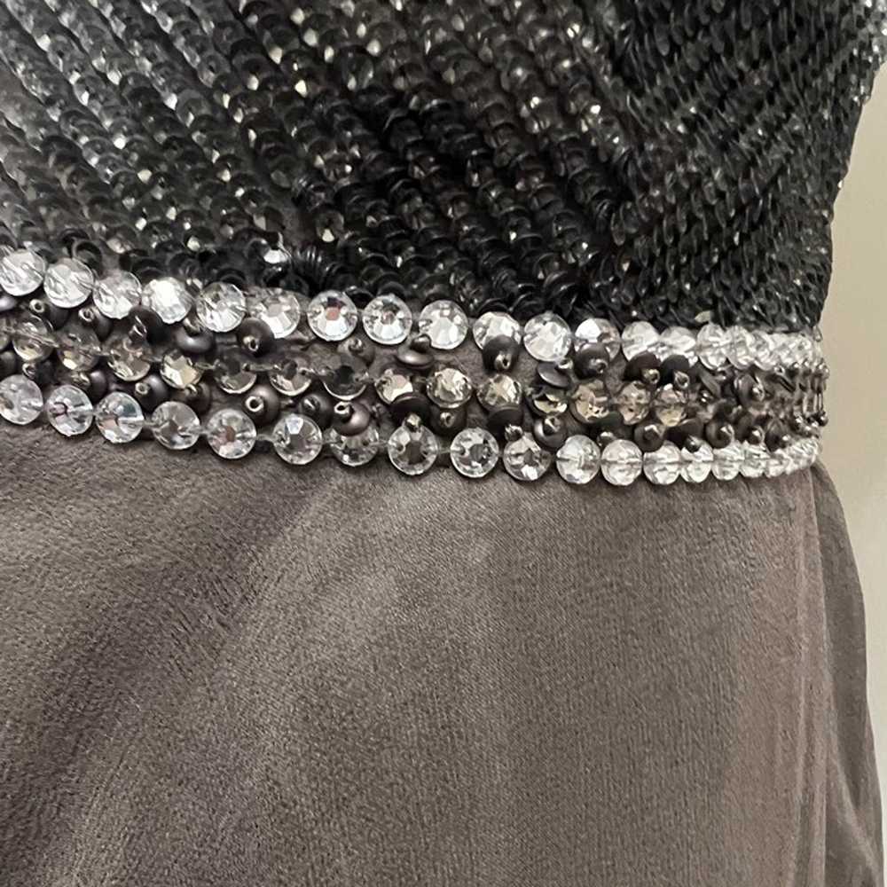 VTG SCALA Sequined Rhinestone 100% Silk Dress Str… - image 3