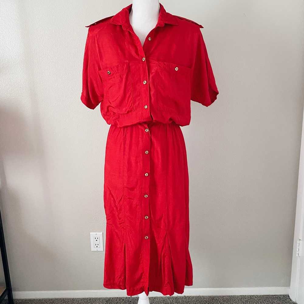 Vintage Red Button Up Dress - image 1