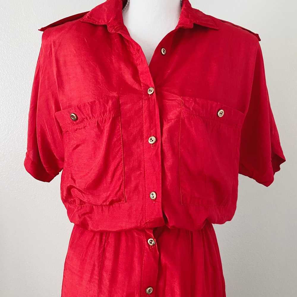 Vintage Red Button Up Dress - image 3