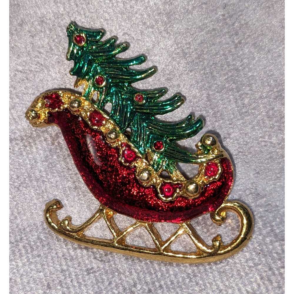 Other Vintage Christmas Sleigh Brooch - image 1