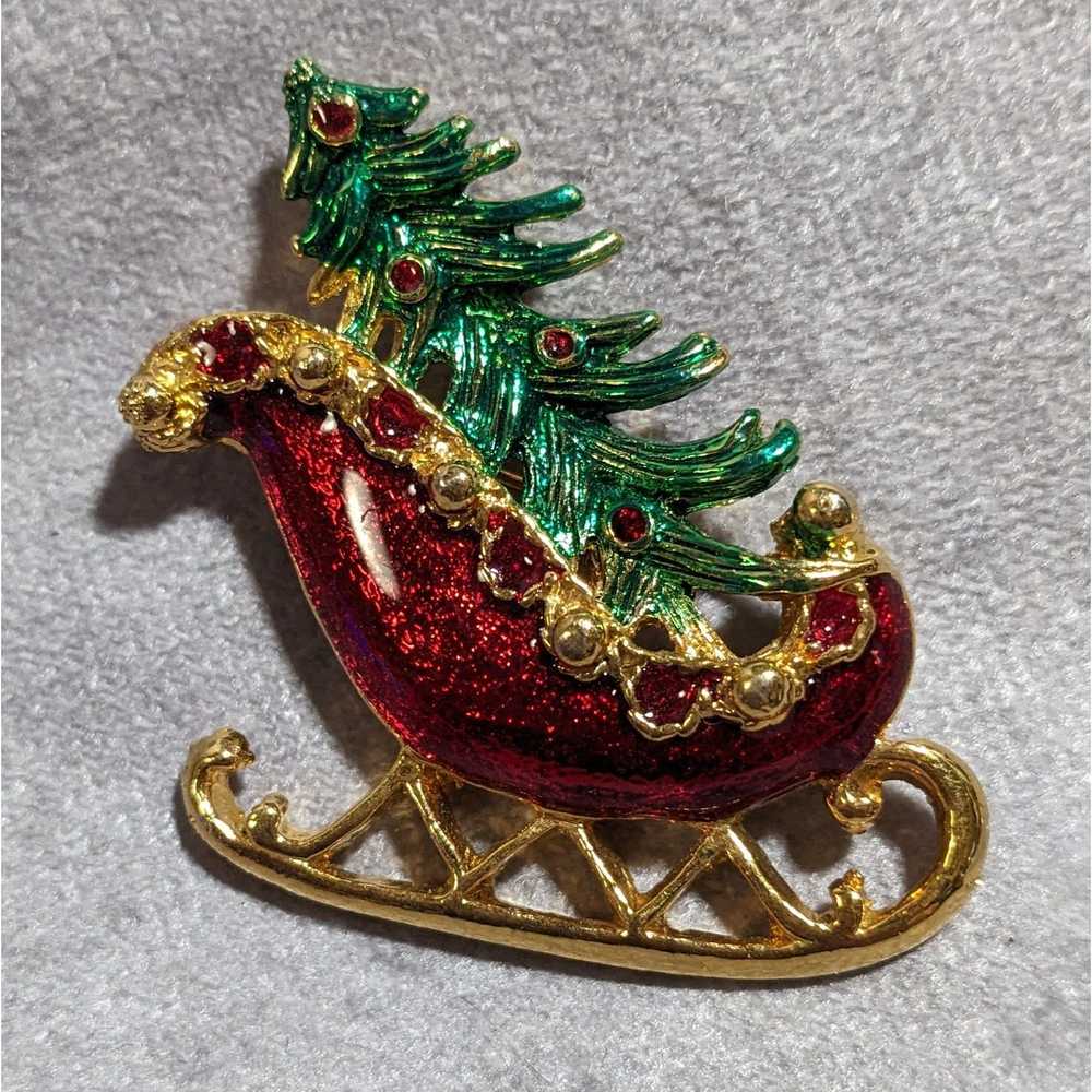 Other Vintage Christmas Sleigh Brooch - image 3