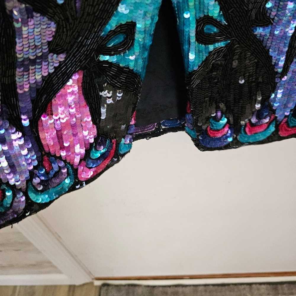 1980S Pink, Purple Blue Sequined Silk Cocktail - image 6