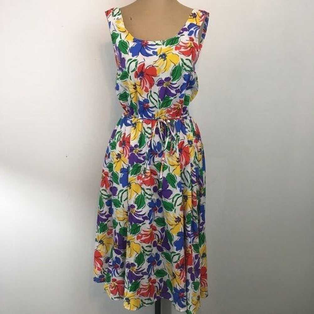 70s Sears Floral Dress 8 Primary Colors - Gem