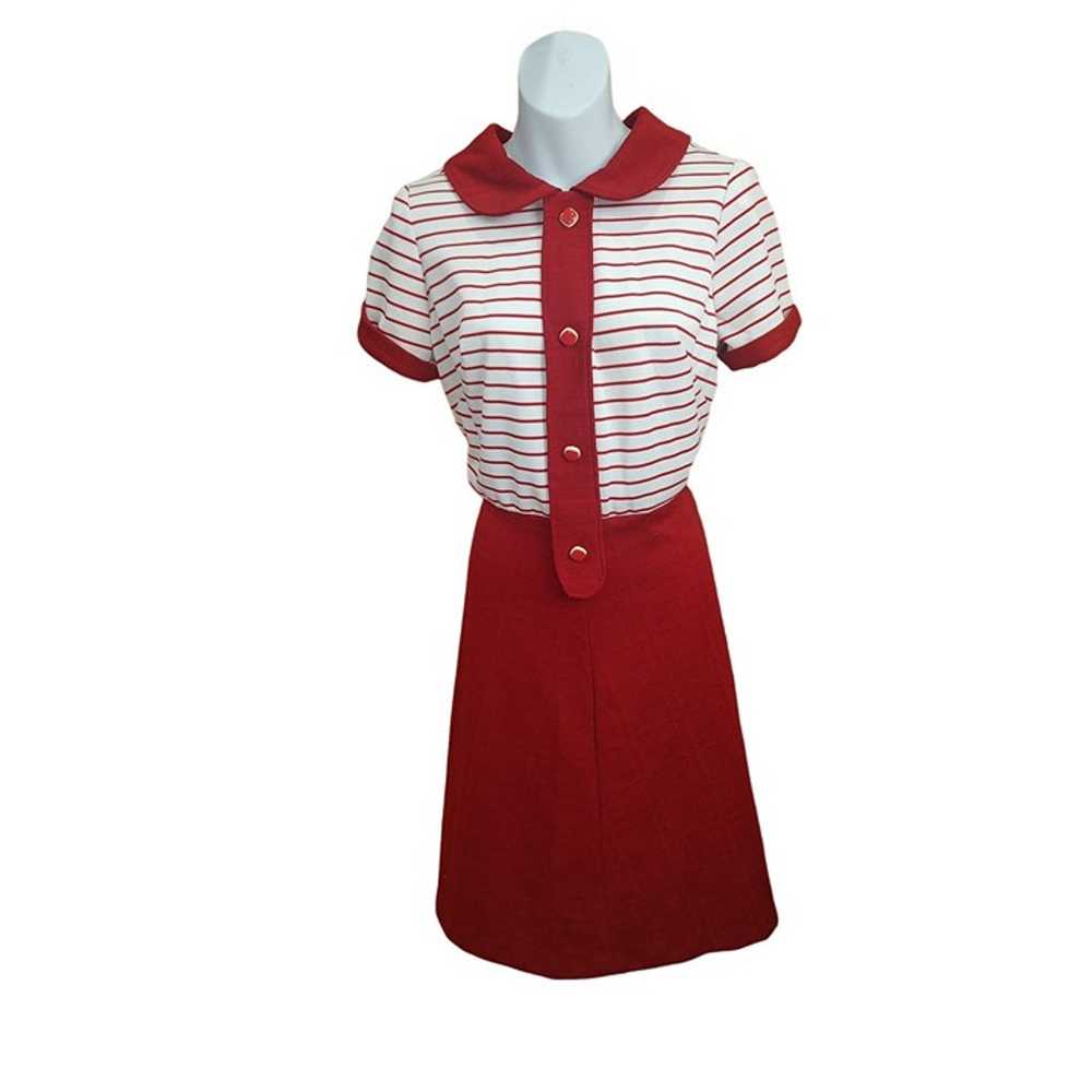 1960's Red and White Mod Shift Dress - image 1