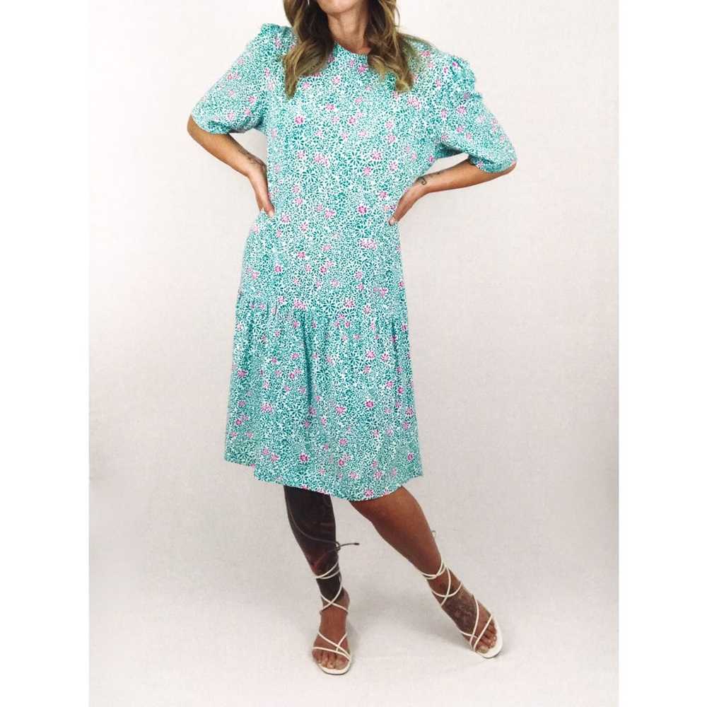 Vintage Patterned Drop-Waist Day Dress - image 2
