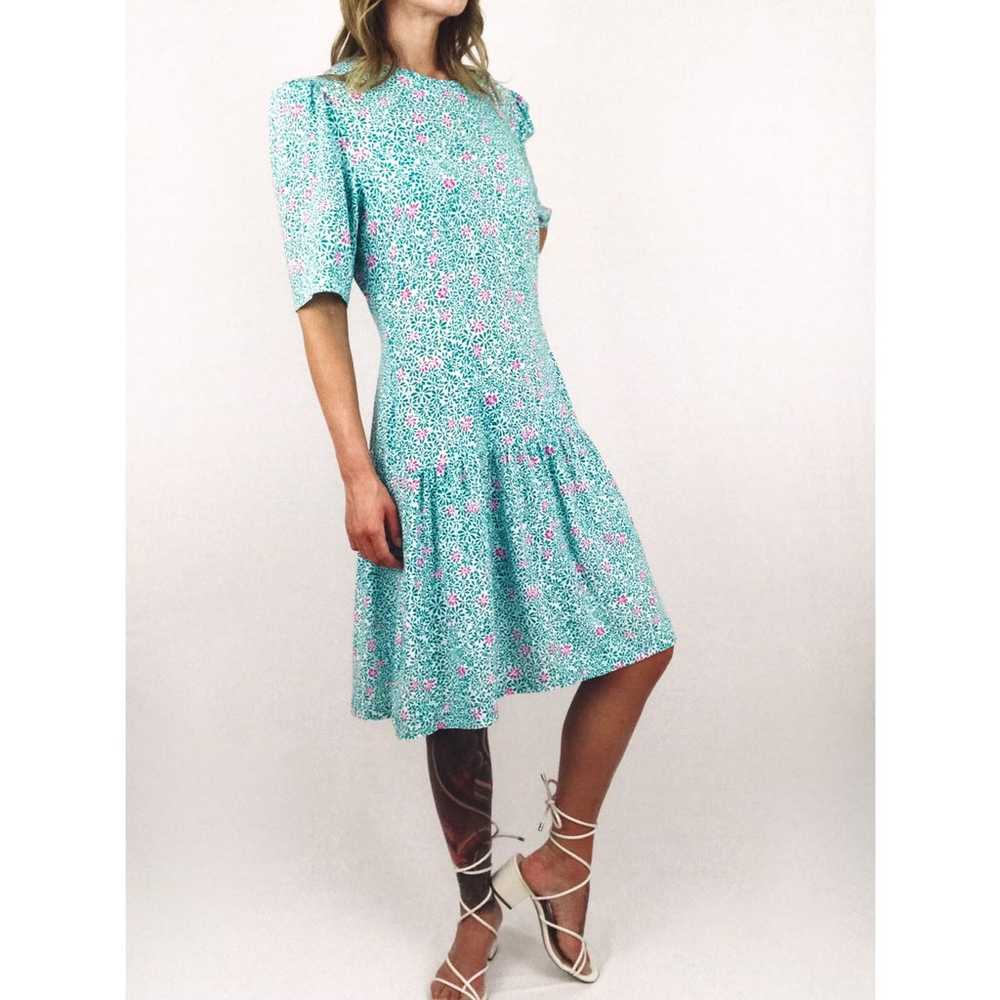 Vintage Patterned Drop-Waist Day Dress - image 3