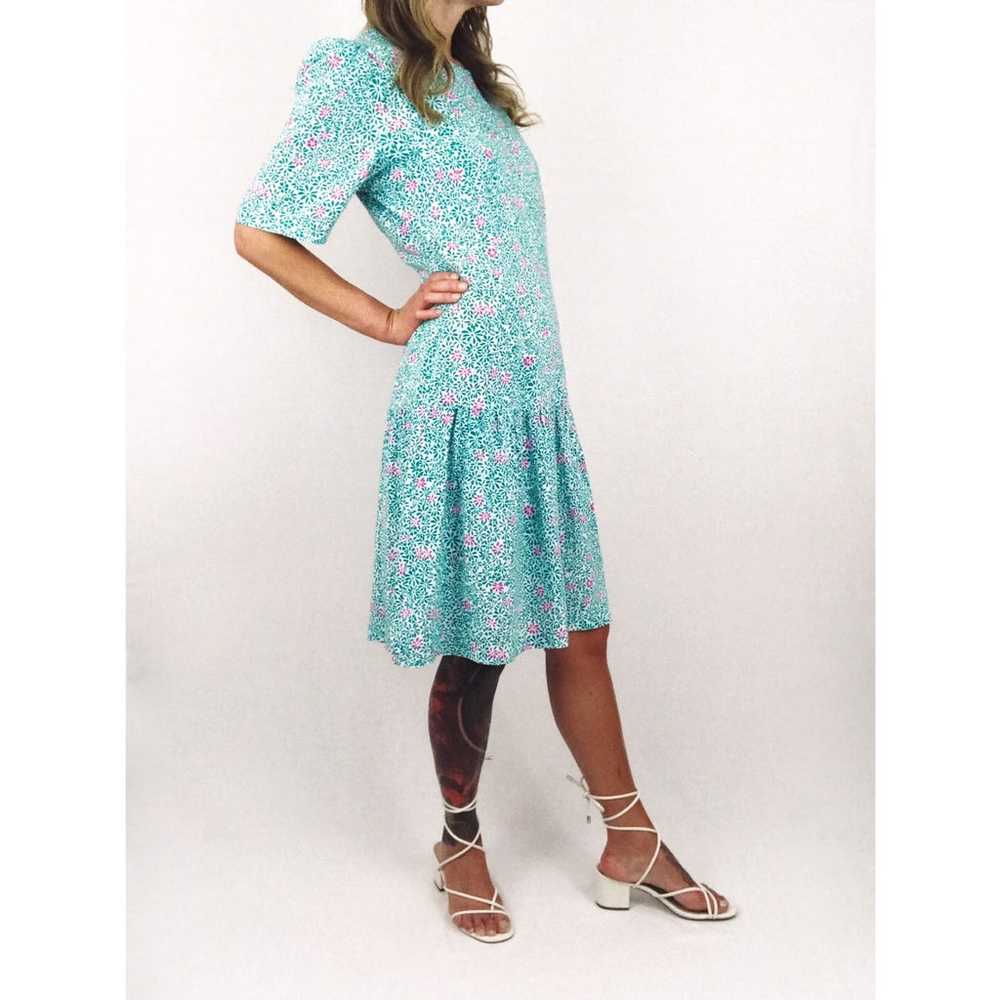 Vintage Patterned Drop-Waist Day Dress - image 4