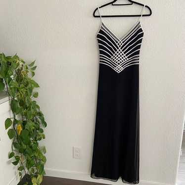 Vintage Tadashi Maxi Black and White Dress