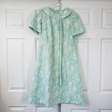 Vintage Handmade Mint Green Floral Dress