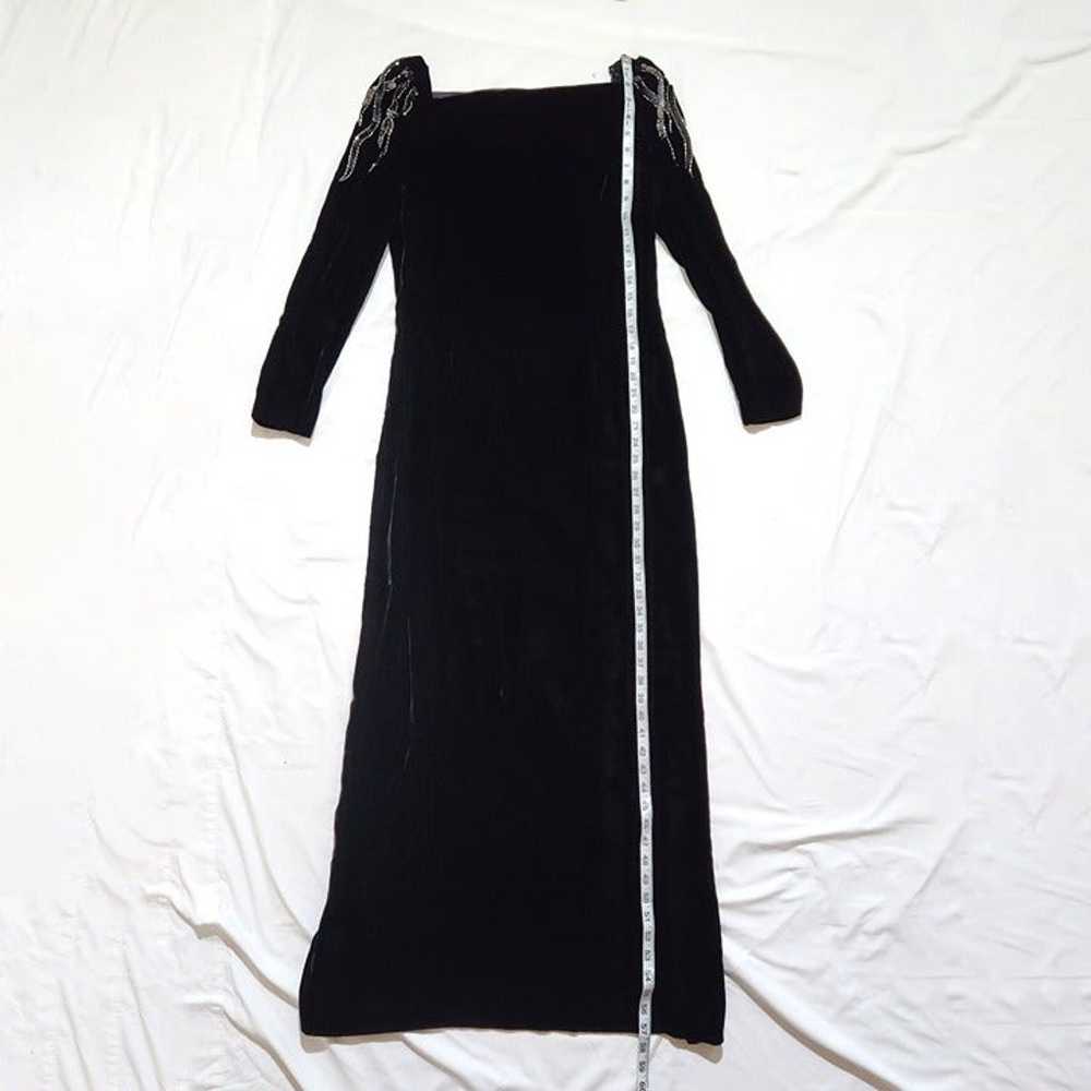 Vintage Lillie Rubin Black Velvet Maxi Dress, Emb… - image 2