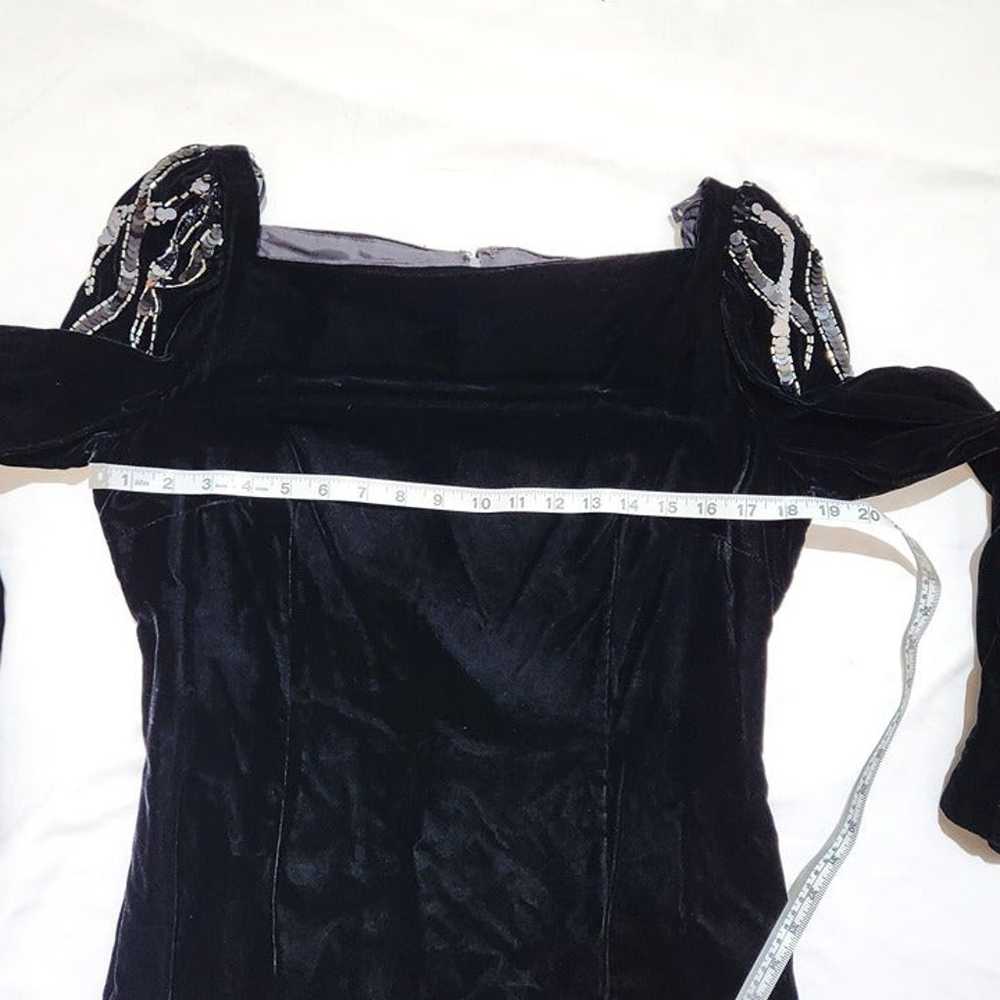 Vintage Lillie Rubin Black Velvet Maxi Dress, Emb… - image 3