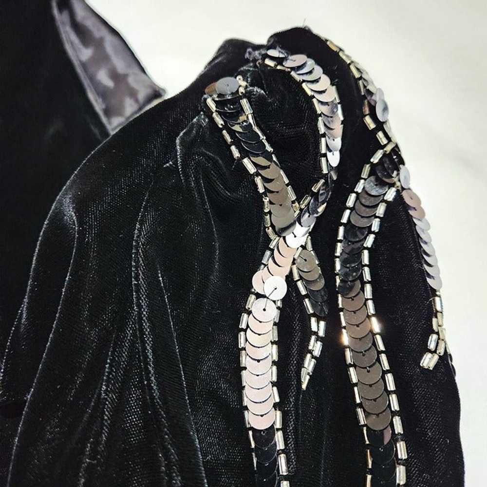 Vintage Lillie Rubin Black Velvet Maxi Dress, Emb… - image 5