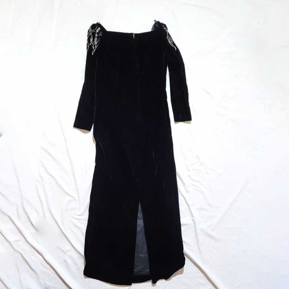 Vintage Lillie Rubin Black Velvet Maxi Dress, Emb… - image 8