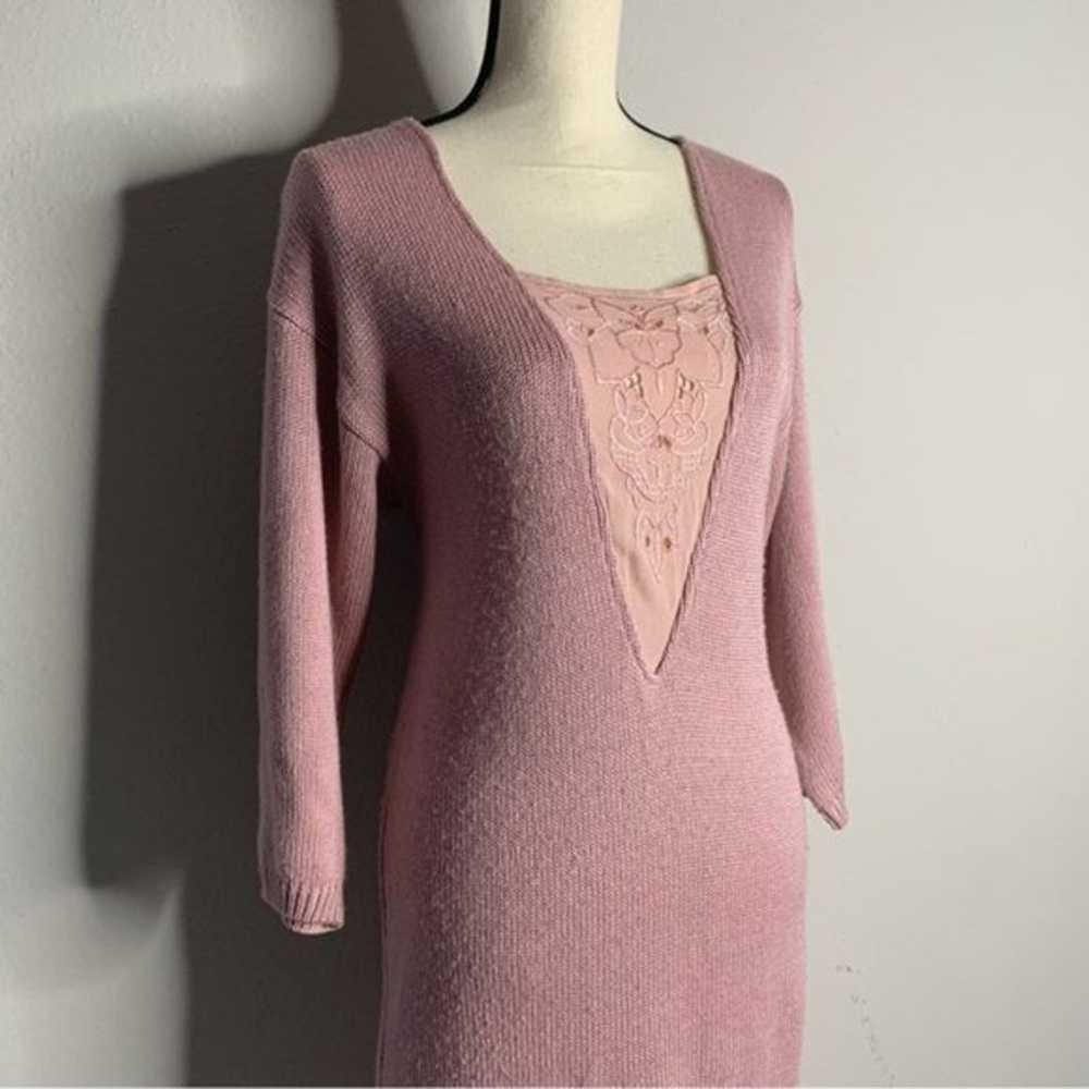 My Michelle Rare 70s Vintage Pink Knit Midi/Maxi … - image 11