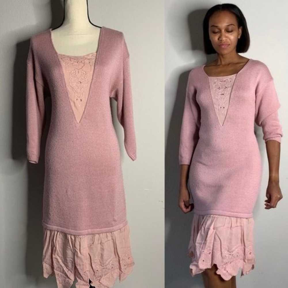 My Michelle Rare 70s Vintage Pink Knit Midi/Maxi … - image 5