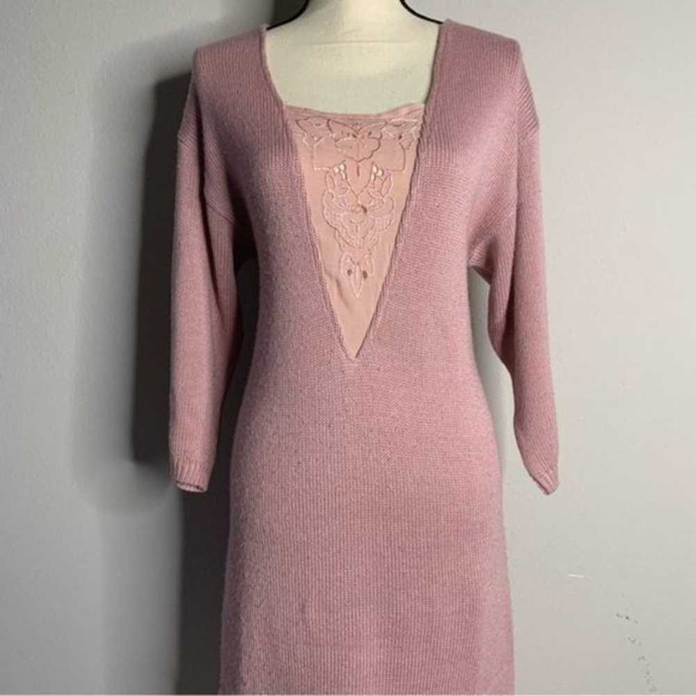 My Michelle Rare 70s Vintage Pink Knit Midi/Maxi … - image 8