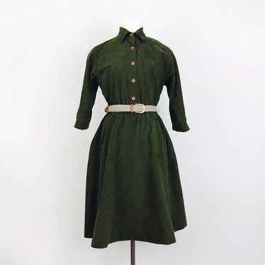 Vintage Mossy Velour Midi Dress - image 1