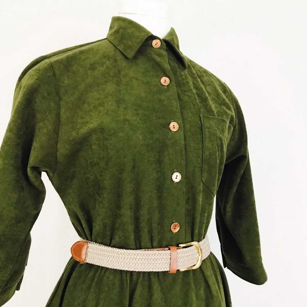 Vintage Mossy Velour Midi Dress - image 9