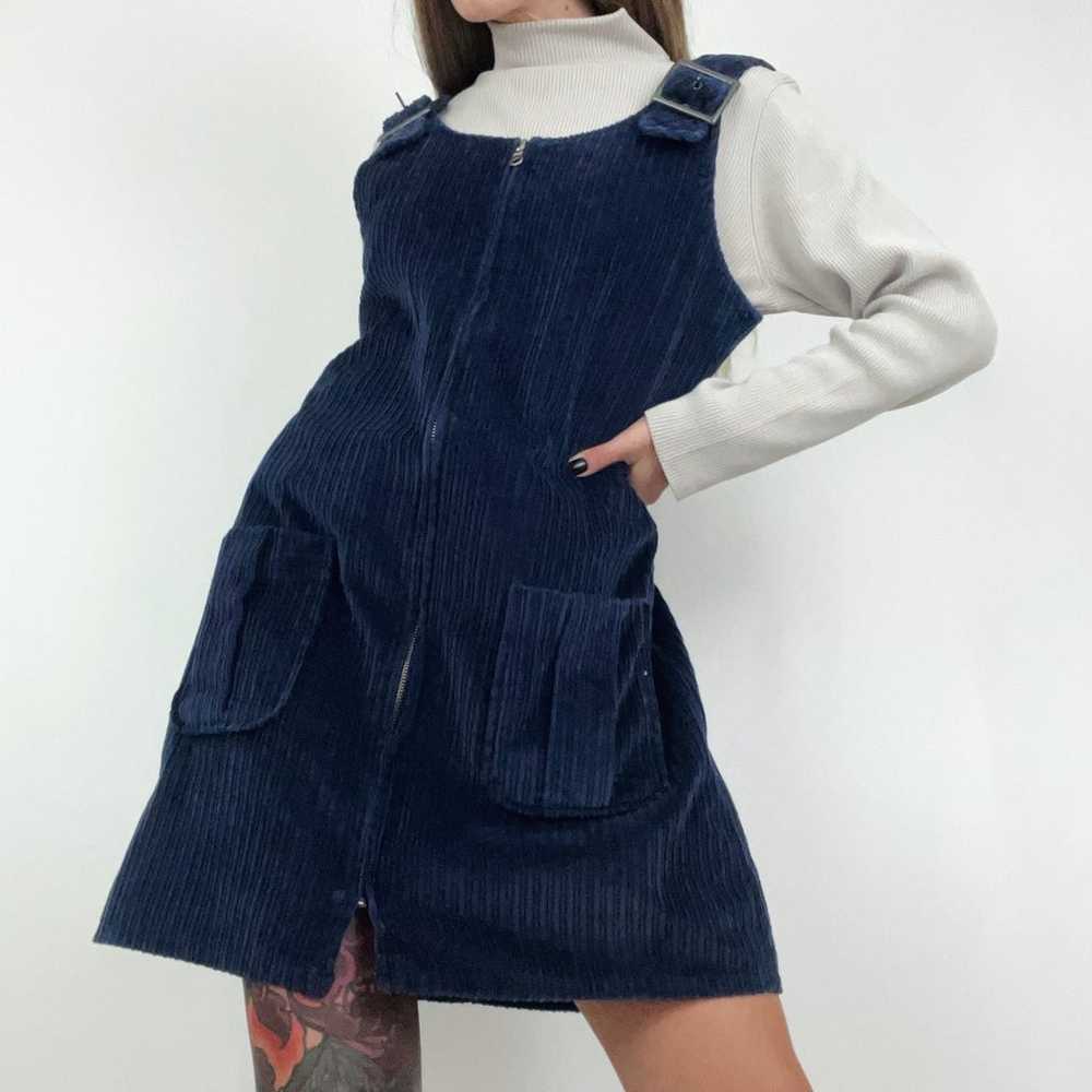 Vintage Corduroy Zip-Front Jumper Mini Dress - image 3
