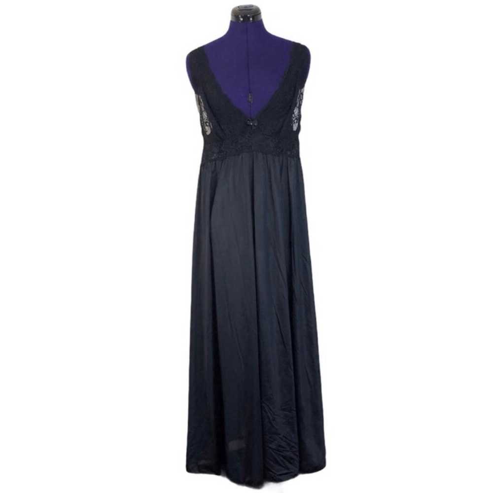 Vinage Black Lace Gothic Satin Lingerie Nightgown - image 1