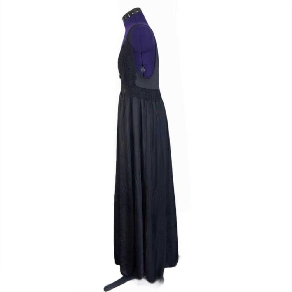 Vinage Black Lace Gothic Satin Lingerie Nightgown - image 2
