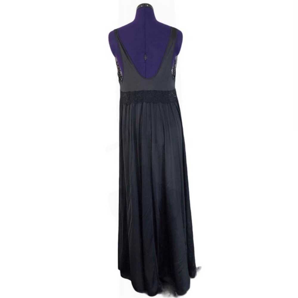Vinage Black Lace Gothic Satin Lingerie Nightgown - image 3