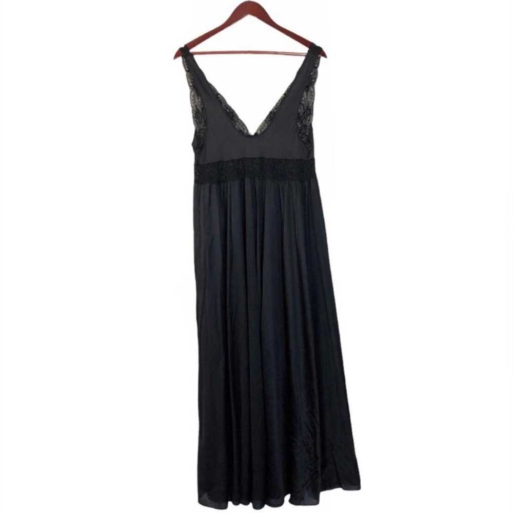 Vinage Black Lace Gothic Satin Lingerie Nightgown - image 6