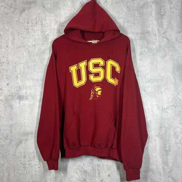 PICK Vintage Russell Athletic University of Southern California Made in Usa  USC Full Zip Hoodie Big Logo Embroidered Size S Fit M 